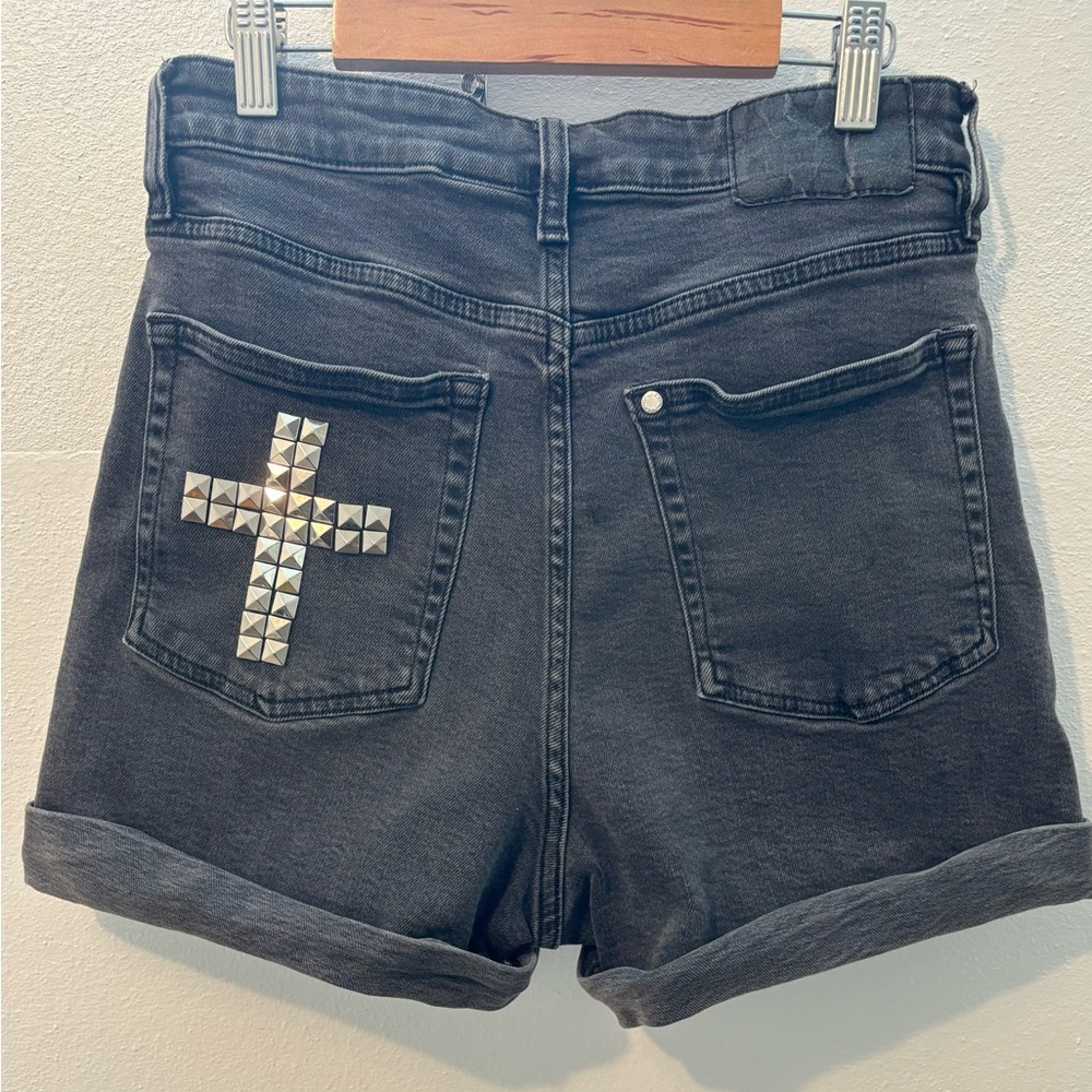 Studded Cross Denim Shorts
2014 tumblr